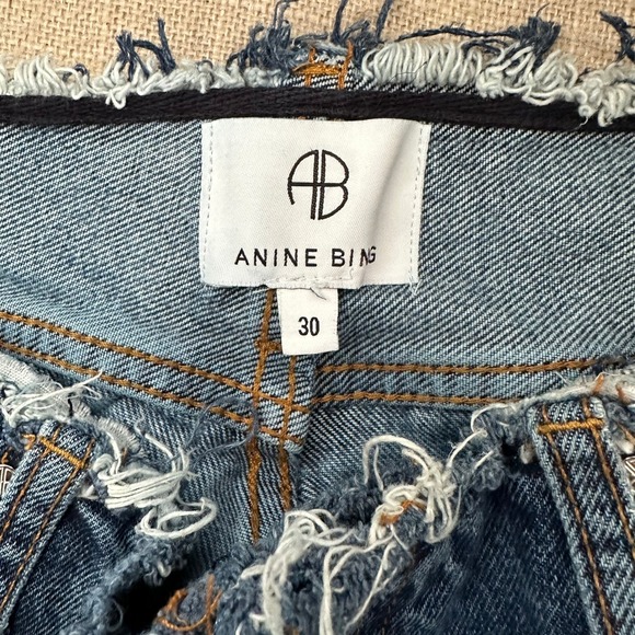 Anine Bing Gavin 1999 Denim Jean‎ Ripped Shorts Cutoff 90s Blue Bermuda Wide Leg - Picture 9 of 15